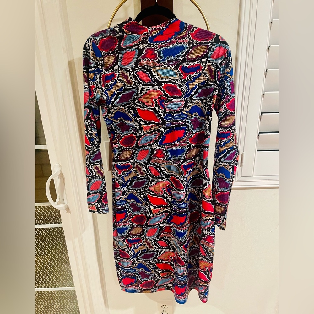 Rebdolls Multicolor Abstract Long Sleeve Dress
